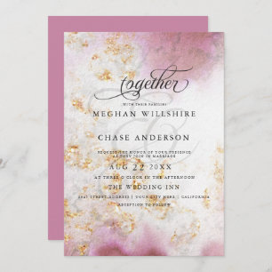 Invitation Aquarelle Rose Quartz Gold Geode BarefootBride™