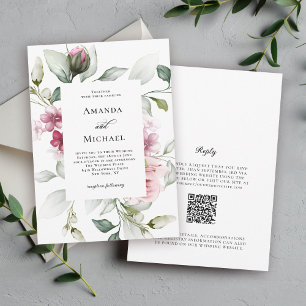 Invitation Aquarelle rose romantique Mariage floral