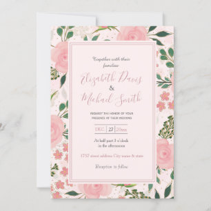 Invitation Aquarelle rose Rose Gold Outline Design