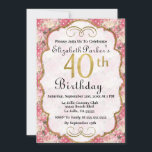 Invitation Aquarelle rose Roses et coeurs 40e anniversaire<br><div class="desc">Aquarelle rose et crémeuse blanche Rose Floral et Coeurs minuscules Ultra Feminine 40e anniversaire Invitations. Il Est Facile De Changer L'Exemple De Texte En Vous Propre En Cliquant Sur Personnaliser. Cliquez Sur Personnaliser Pour Modifier Le Type De Police, La Couleur De Police, La Taille De Police Ou Pour Ajouter/Supprimer/Modifier Le...</div>