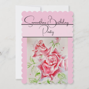 Invitation Aquarelle rose rouge Rose Rose fleurs