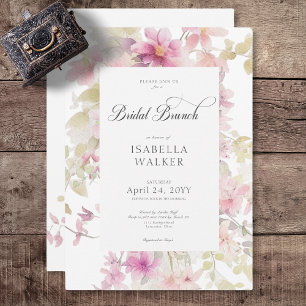 Invitation Aquarelle rose rustique & Sage Brunch nuptial flor