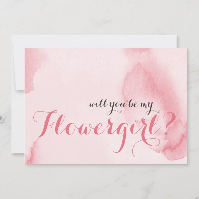 Invitation Aquarelle rose | Serez-vous ma Flower Girl (Devant)