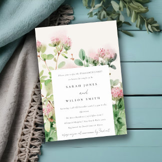 Invitation Aquarelle rose subtile Fiançailles de jardin fleur