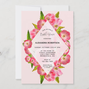 Invitation Aquarelle rose Tulipe Fête des mariées florale