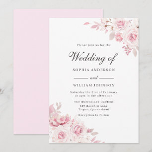 Invitation Aquarelle rose vierge très élégante Mariage floral