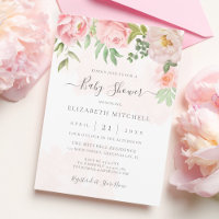 Aquarelle rose vif Baby shower de pivoine florale