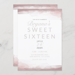 Invitation Aquarelle rose vif Moderne Chic Sweet 16
