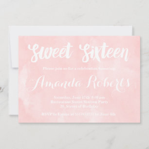 Invitation Aquarelle rose vif moderne Sweet 16