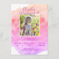 Aquarelle rose violet fille 3e fête d'anniversaire