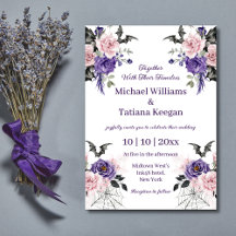 aquarelle rose violet floral halloween mariage