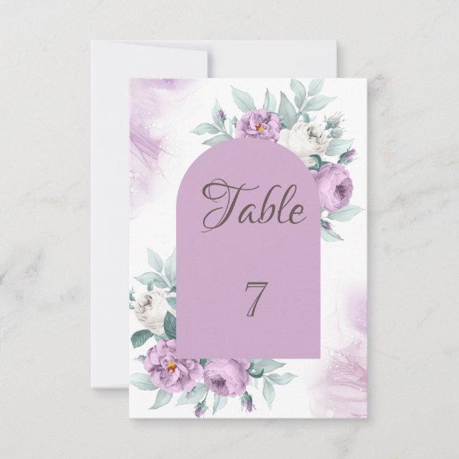 Invitation Aquarelle Roses Lilas (Devant)
