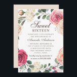 Invitation Aquarelle roses roses roses Douces 16. Jardin fleu<br><div class="desc">Aquarelle rose roses Sweet 16 anniversaire invitation. Veuillez me contacter si vous avez besoin d'autres articles.</div>