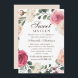 Invitation Aquarelle roses roses roses Douces 16. Jardin fleu<br><div class="desc">Aquarelle rose roses Sweet 16 anniversaire invitation. Veuillez me contacter si vous avez besoin d'autres articles.</div>