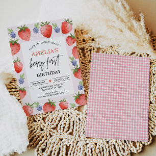 Invitation Aquarelle rouge Bleu Berry Sweet Premier anniversa