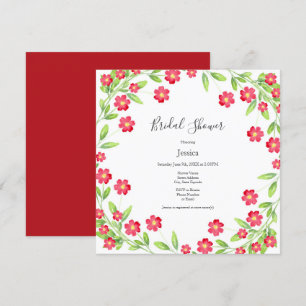 Invitation Aquarelle rouge couronne florale