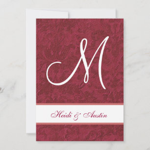 Invitation Aquarelle rouge et blanc Mariage damassé G208