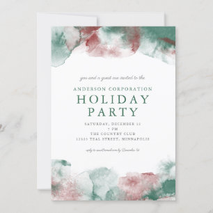 Invitation Aquarelle rouge et verte Business Christmas Party