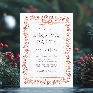 Invitation Aquarelle Rouge Framage d'framboise de Noël
