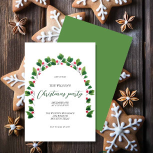 Invitation Aquarelle rouge verte de Noël artistique