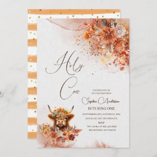 Invitation Aquarelle Rouille La vache Highland TURE UN