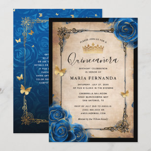 Invitation Aquarelle Royal Blue Gold