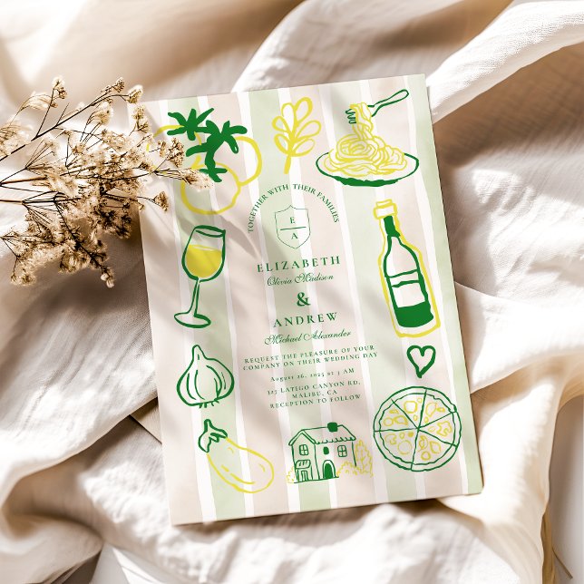 Invitation Aquarelle Russe Italien Mariage (Créateur téléchargé)