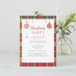 Invitation Aquarelle Russe Plaid Christmas Holiday Party