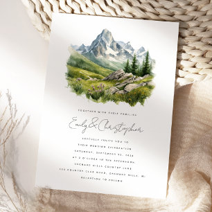 Invitation Aquarelle Rustic Mountain Mariage paysage