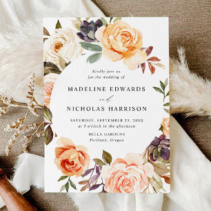 Invitation Aquarelle Rustique Automne Mariage