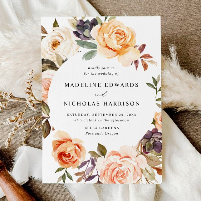 Invitation Aquarelle Rustique Automne Mariage (Créateur téléchargé)