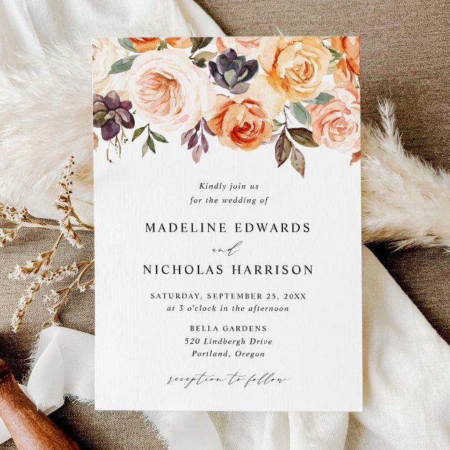 Invitation Aquarelle Rustique Automne Mariage (Créateur téléchargé)