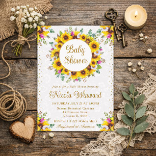 Invitation Aquarelle Rustique Baby shower de couronne de tour