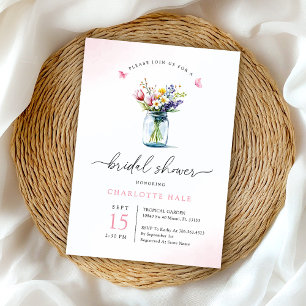 Invitation Aquarelle Rustique Blush Fête des mariées florale