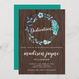 Invitation Aquarelle Rustique Boho Floral Wreath Dedication