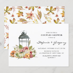 Invitation Aquarelle rustique Chute Lanterne Couples Douche