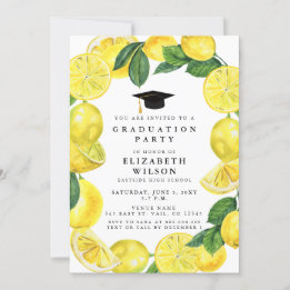 Invitation Aquarelle rustique Citron courre Graduation