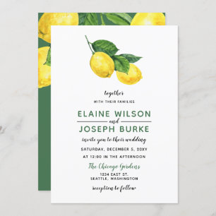 Invitation Aquarelle rustique Citrus Lemon Mariage
