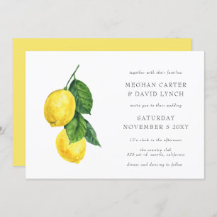Invitation Aquarelle rustique Citrus Lemon Mariage