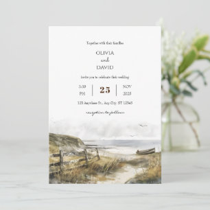 Invitation Aquarelle Rustique Coastal Field Art Beach Mariage