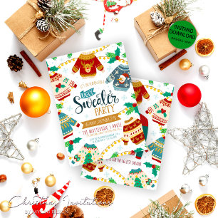 Invitation Aquarelle rustique Doux moche fête de Noël