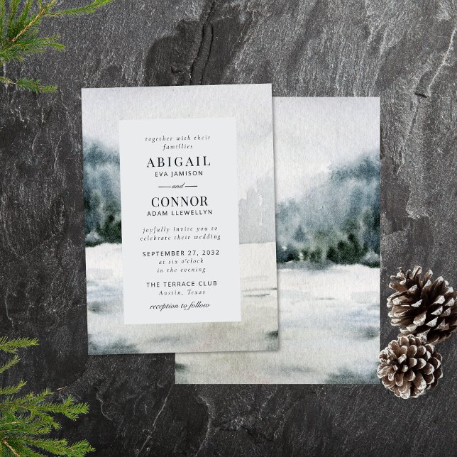 Invitation Aquarelle Rustique du lac Misty Mountain (Créateur téléchargé)