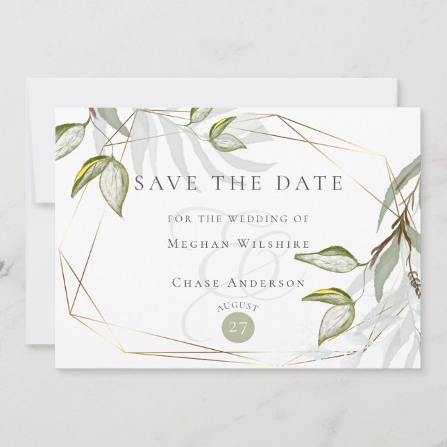 Invitation Aquarelle Rustique Dusty Sage Foliage Enregistrer  (Devant)