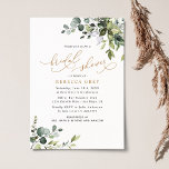 Invitation Aquarelle rustique Fête des mariées or verdure<br><div class="desc">Cette élégante collection Boho Greenery présente des feuilles d'aquarelle mélangés,  jumelés à un serif élégant et délicat sans police en noir,  avec un monogramme sur le dos. Éléments correspondants disponibles.</div>