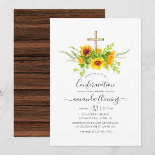 Invitation Aquarelle rustique Fleurs de soleil de Bohême Conf