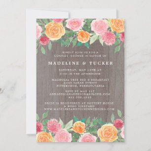 Invitation Aquarelle rustique Floral Bois Fête des mariées ph