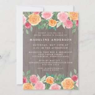 Invitation Aquarelle rustique Floral Bois Fête des mariées ph