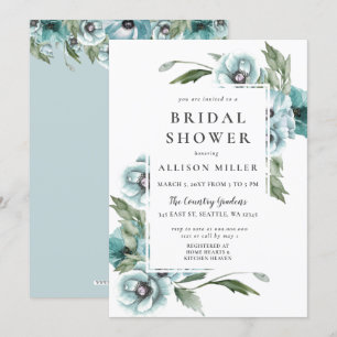 Invitation Aquarelle rustique Floral Dusty Fête des mariées b