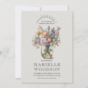 Invitation Aquarelle rustique Floral Surprise 80e anniversair