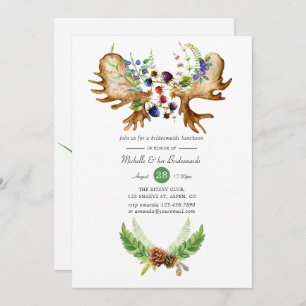Invitation Aquarelle Rustique Forest Bridesmaitres déjeuner